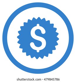 Bank Seal vector rounded icon. Image style is a flat icon symbol inside a circle, cobalt color, white background.