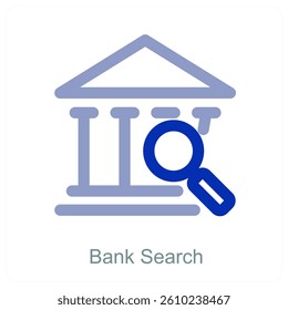 Bank Search and institution icon concept