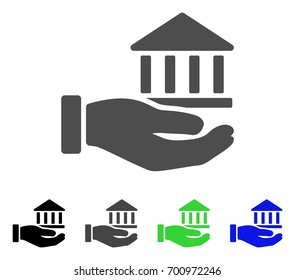 Bank Service Hand flat vector illustration. Colored bank service hand, gray, black, blue, green pictogram versions. Flat icon style for application design.