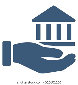 Bank Service Hand vector icon. Flat blue symbol. Pictogram is isolated on a white background. Designed for web and software interfaces.