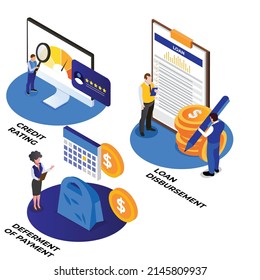 Concepto de ilustración isométrica 3d vectorial del servicio bancario para banner, sitio web, ilustración, página de aterrizaje, plantilla, etc