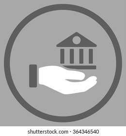 Bank Service vector icon. Style is bicolor flat circled symbol, dark gray and white colors, rounded angles, silver background.