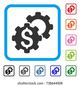 Bank Settings icon. Flat grey pictogram symbol in a light blue rounded rectangle. Black, gray, green, blue, red, orange color additional versions of Bank Settings vector.