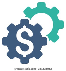 Bank Settings vector icon. Style is bicolor flat symbol, cobalt and cyan colors, rounded angles, white background.