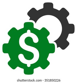 Bank Settings vector icon. Style is bicolor flat symbol, green and gray colors, rounded angles, white background.