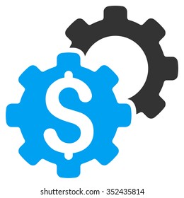 Bank Settings vector icon. Style is bicolor flat symbol, blue and gray colors, rounded angles, white background.