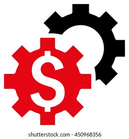 Bank Settings vector icon. Style is bicolor flat symbol, intensive red and black colors, white background.