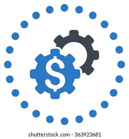 Bank Setup vector icon. Style is bicolor flat circled symbol, smooth blue colors, rounded angles, white background.