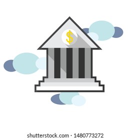 Bank in shadow flat style isolated vector