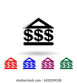 bank sign multi color icon. Elements of finance set. Simple icon for websites, web design, mobile app, info graphics