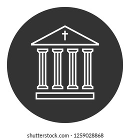 Bank Sign. Museum Vector Icon. Temple Icon. Ancient Roman Greek Temple Icon. Art Museum Sign. EPS 10 Flat Symbol. Round Icon Design