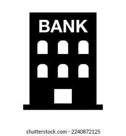 Bank silhouette icon. Financial building. Vector.