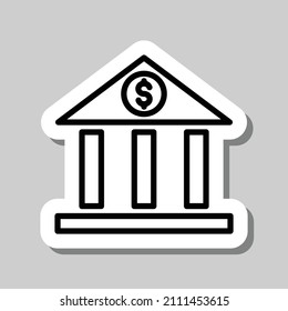 Bank simple icon vector. Flat desing. Sticker with shadow on gray background.ai