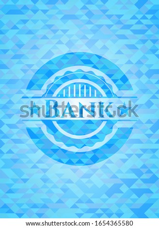 Bank sky blue emblem with triangle mosaic background