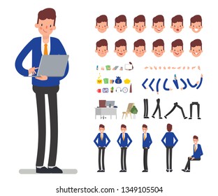 Bank Staff Manager Character To Animated. Business People In Bank Office. Online Banking Payment.