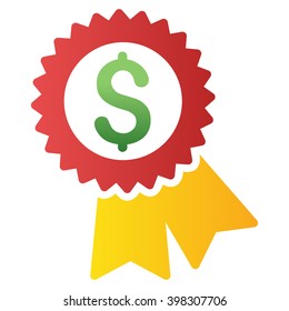 Bank Star Seal vector toolbar icon for software design. Style is a gradient icon symbol on a white background.