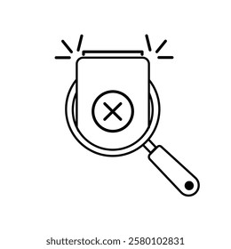 bank statement audit icon with violate. scrutiny inspection or problem management for efficient business evaluation and survey. simple outline design