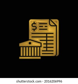 Bank Statement gold plated metalic icon or logo vector