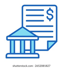 Bank Statement Icon Blue Vector Illustration