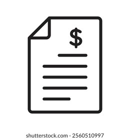 Bank statement icon Flat art in black and white isolated