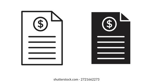 Ícone de extrato bancário pacote de vetor de traçado fino e plano. Conjunto de ícones editáveis