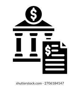 Bank Statement Icon Glyph Design Vector Illustration