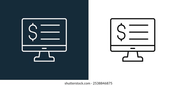 ícone do extrato bancário isolado em cores brancas e pretas. ícone do vetor linear do contorno do extrato bancário da coleção do mercado de ações para aplicativos móveis, web e ui.