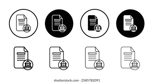 Bank statement icon Outline thin set pack series