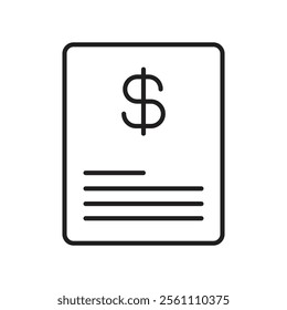 Bank statement icon Outline vector line symbol