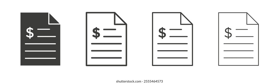 Bank statement icon pack. vector illustration