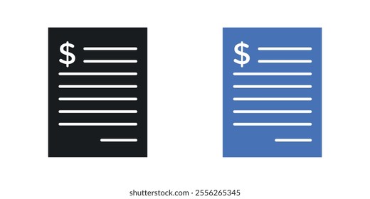 Bank statement icon set in black and colored versions.