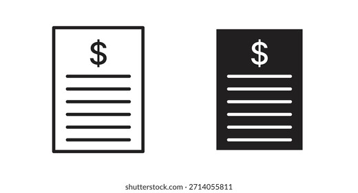 Bankauszug Symbol Silhouette Vektordesigns. Bearbeitbare Striche