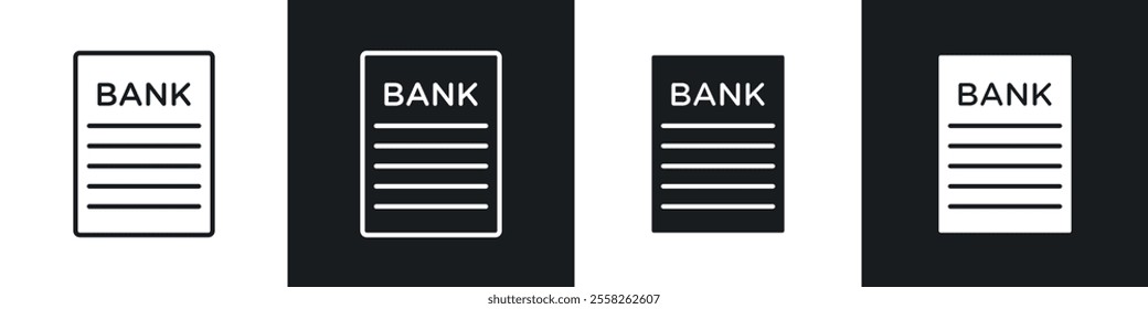 Bank statement icon vector collection in black and white.