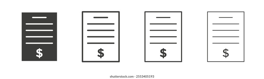 Bank statement icons collection. vector set in black color