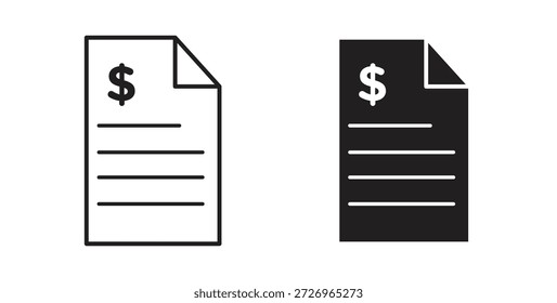 Bank statement icons in filled, thin line, outline and strokes