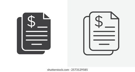 Bank statement icons. flat and line style set