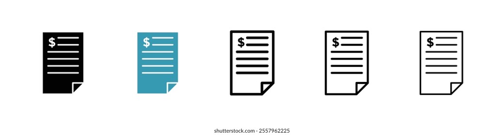 Bank statement icons pack in black and blue.