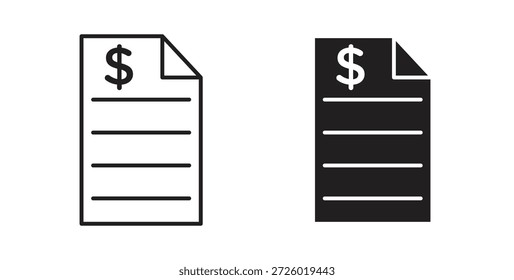 Símbolo de vetor de ícones de extrato bancário com traçado editável e versões simples