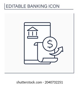 Bank statement line icon. Printed record of balance in bank account.Extract about amounts.Banking concept. Isolated vector illustration. Editable stroke
