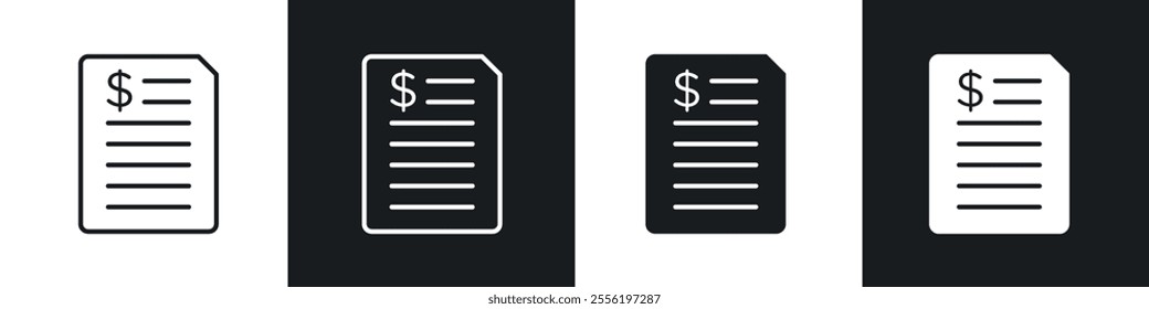 Bank statement linear icon set for app, and web design.