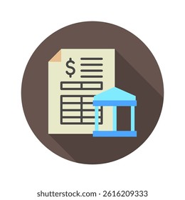 Bank Statement mini illustration rounded color icon, use for taxation, economy, business, finance, UI, UX kit, app and web development, digital or print.
