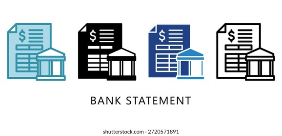 Icono de estilo múltiple de extracto bancario. Mini Ilustración Relacionada Con La Fiscalidad, Informe Financiero. Uso Para El Concepto Moderno, Ui, Web Ux Y Desarrollo De App.