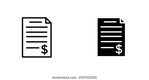 Bank statement outlined and solid icon vector collection.