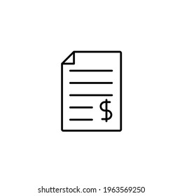 Bank statement simple thin line icon vector illustration
