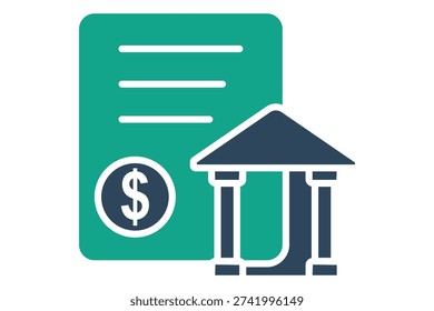 Bank statement solid icon. Icon related to bank. Document elements vector illustration