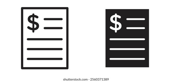 Bank statement vector icon set in black color.