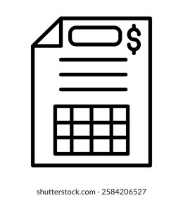 Bank Statement Vector Line Icon Design