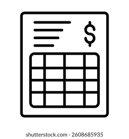Bank Statement Vector Line Icon Design