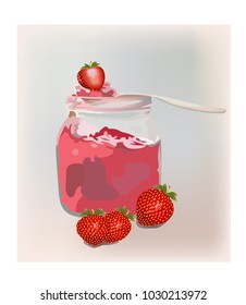 Bank of strawberry jam