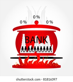 bank in stress with fire